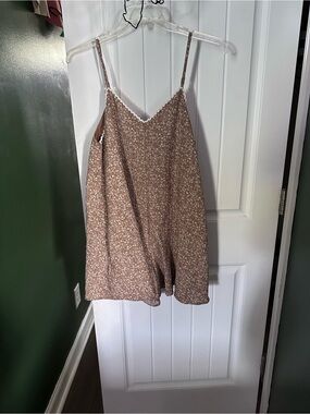 Pinkblush Brown Floral Lace-Trim romper